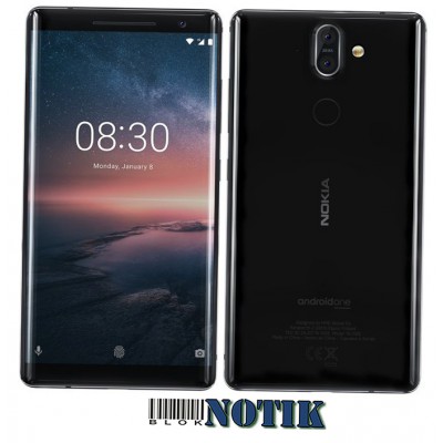 Смартфон Nokia 8 Sirocco TA-1005 128Gb/6Gb Black, 8-Sirocco-TA-1005-128/6-Black