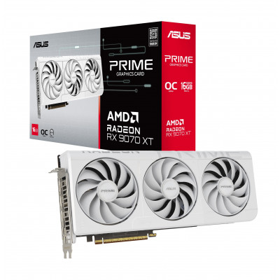 Видеокарта ASUS PRIME RX 9070 XT O16G WHITE, ASPR-RX9070XT-O16G-WH