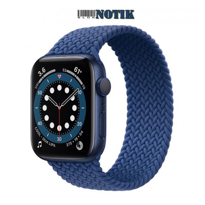 Apple Watch Series 6 44mm Blue Aluminium Case with Atlantic Blue Braided Solo Loop M02G3, M02G3