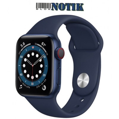 Apple Watch Series 6 GPS + Cellular 40mm Blue Aluminum Case w. Deep Navy Sport B. M02R3, M02R3
