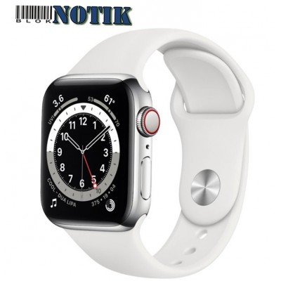 Apple Watch Series 6 40mm LTE Silver Stainless Steel with White Sport Band M06T3 M02U3, M06T3-M02U3