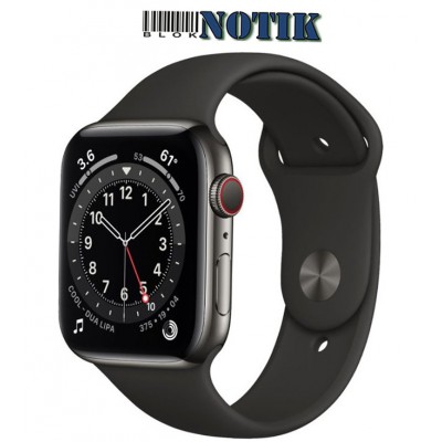 Apple Watch Series 6 GPS+ LTE M07Q3 44mm Graphite Stainless Steel Case with Black Sport Band, M07Q3