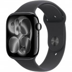 Apple Watch Series 11 GPS 42mm Jet Black Alu. Case w. Black S. Band - S/M (MEQT4)