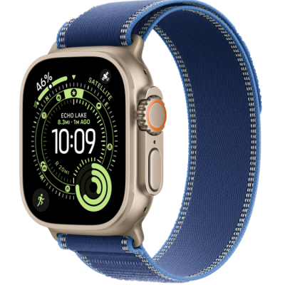 Apple Watch Ultra 3 GPS + Cellular 49mm Natural Tit. Case w. Blue/Bright Blue Trail Loop - S/M MEWR4, MEWR4 Apple Watch Ultra 3 GPS + Cellular 49mm Natural Tit. Case w. Blue/Bright Blue Trail Loop - S/M MEWR4, MEWR4