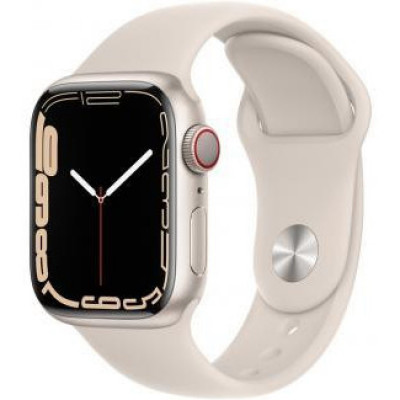 Apple Watch Series 7 LTE 41mm Starlight Aluminum Case With Starlight Sport Band MKH83, MKH83