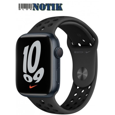 Apple Watch Nike 7 4G 45mm Midnight Aluminum Case with Anthracite/Black Nike MKJL3/MKL53, MKJL3-MKL53