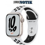 Apple Watch Series 7 GPS 41mm Starlight Aluminum Case + Pure Platinum/Black Nike Sport Band (MKN33)