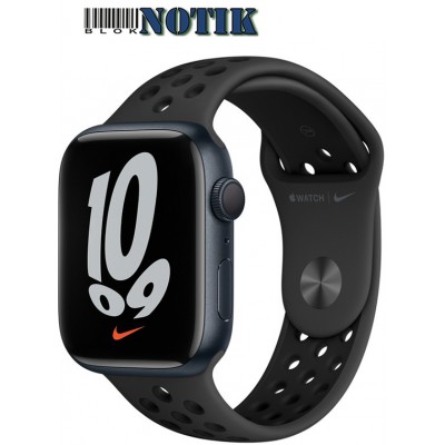 Apple Watch Nike Series 7 GPS MKNC3 45mm Midnight Aluminum Case with Anthracite/Black Nike Sport Band, MKNC3