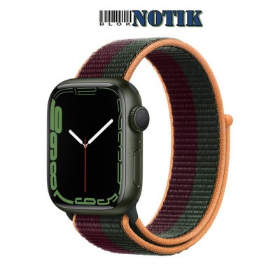 Apple Watch Series 7 41mm GPS Green Aluminum Case With Dark Cherry/Forest Green Sport Loop MKNF3, MKNF3