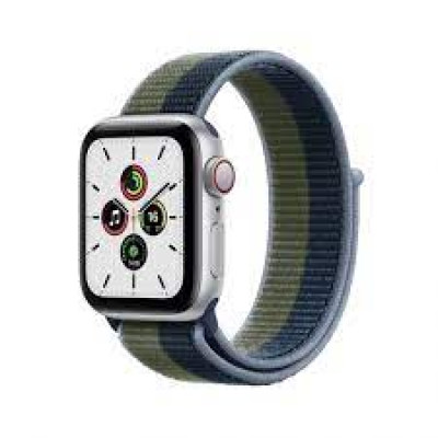 Apple Watch SE GPS + Cellular 40mm Silver Aluminum Case w. Abyss Blue/Moss Green S/Loop MKQM3, MKQM3