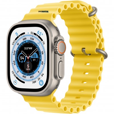 Apple Watch Ultra GPS + Cellular 49mm Titanium Case with Yellow Ocean Band MNH93/MNHG3, MNH93-MNHG3