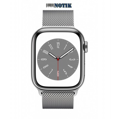 Apple Watch Series 8 GPS + Cellular 41mm Silver S. Steel Case w. Milanese Loop Silver MNJ73/MNJ83, MNJ73-MNJ83
