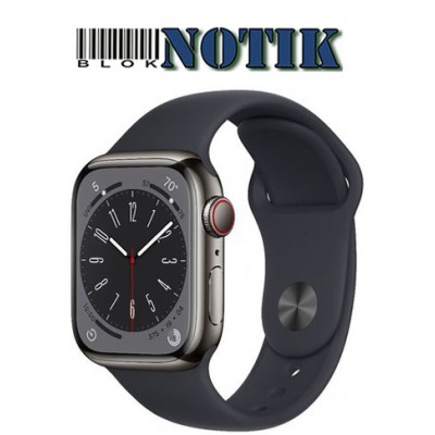 Apple Watch Series 8 GPS + Cellular 41mm Graphite S. Steel Case w. Midnight S. Band MNJJ3, MNJJ3