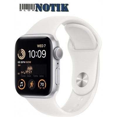 Apple Watch SE 2 GPS 40mm Silver Aluminum Case with White Sport Band MNJV3/MNT93, MNJV3-MNT93
