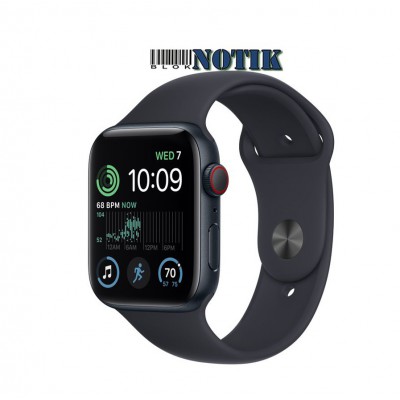 Apple Watch SE 2 GPS+ Cellular 44mm Midnight Aluminum Case with Midnight Sport Band MNPY3/MNU03/MNTY3, MNPY3-MNU03-MNTY3