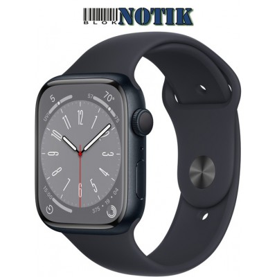 Apple Watch Series 8 45mm Midnight Aluminum Case with Midnight Sport Band M/L MNUL3, MNUL3
