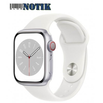 Apple Watch Series 8 GPS + Cellular 45mm Silver Aluminum Case with White S. Band MP4J3, MP4J3