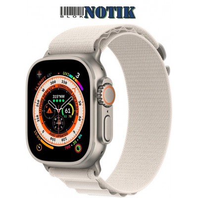 Apple Watch Ultra GPS + Cellular 49mm Titanium Case with Green Alpine Loop - Large MQEX3/MQFP3, MQEX3-MQFP3