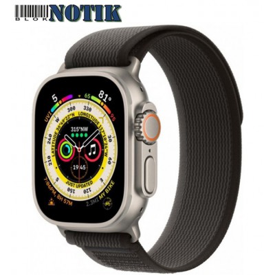 Apple Watch Ultra GPS + Cellular 49mm Titanium Case with Black/Gray Trail Loop - S/M MQF43/MQFW3, MQF43-MQFW3