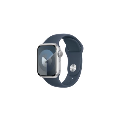 Apple Watch Series 9 GPS 41mm Silver Aluminum Case with Storm Blue Sport Band - S/M MR903, MR903