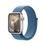 Apple Watch Series 9 41mm Starlight Aluminum Case with Winter Blue Sport Loop (MR9K3)