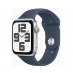 Apple Watch SE 2 GPS 44mm Silver Aluminium with Storm Blue Sport Band S/M (MREC3)