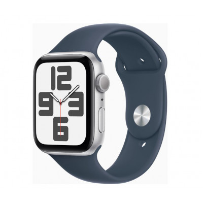 Apple Watch SE 2 GPS 44mm Silver Aluminium with Storm Blue Sport Band S/M MREC3, MREC3