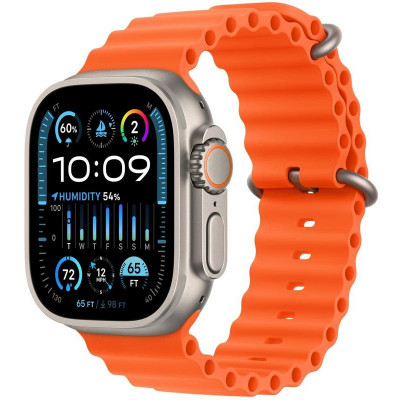 Apple Watch Ultra 2 GPS + Cellular 49mm Titanium Case with Orange Ocean Band MREH3, MREH3
