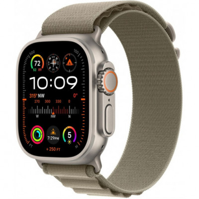 Apple Watch Ultra 2 GPS + Cellular 49mm Titanium Case with Olive Alpine Loop - Medium MRFJ3, MRFJ3