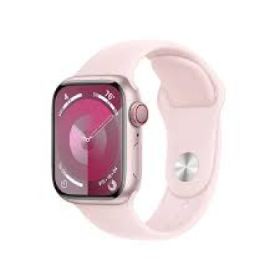 Apple Watch Series 9 GPS + Cellular 41mm Pink Aluminum Case with Light Pink Sport Band - S/M MRHY3, MRHY3