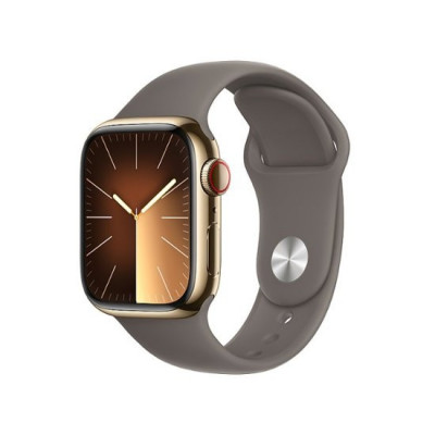 Apple Watch Series 9 GPS + Cellular 41mm Gold Stainless Steel Case with Clay Sport Band - S/M MRJ53, MRJ53