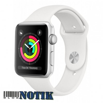 Apple Watch Series 3 GPS MTEY2 38mm Silver Aluminum Case with White Sport Band , MTEY2
