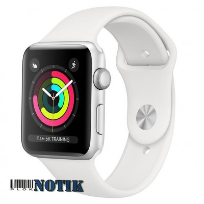 Apple Watch Series 3 42mm Silver Aluminum Case with White Sport Band MTF22, MTF22