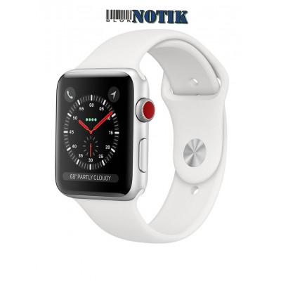 Apple Watch Series 3 38mm GPS+LTE Silver + White Sport Band MTGG2, MTGG2