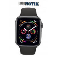 Apple Watch Series 4 44mm LTE Space Gray Aluminum Case with Black Sport Band MTUW2, MTUW2