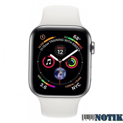 Apple Watch Series 4 GPS + LTE MTV22/MTX02 44mm Polished Stainless Steel with White Sport Band , MTV22/MTX02