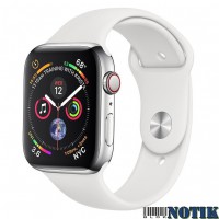 Apple Watch Series 4 GPS + LTE MTV22/MTX02 44mm Polished Stainless Steel with White Sport Band , MTV22/MTX02