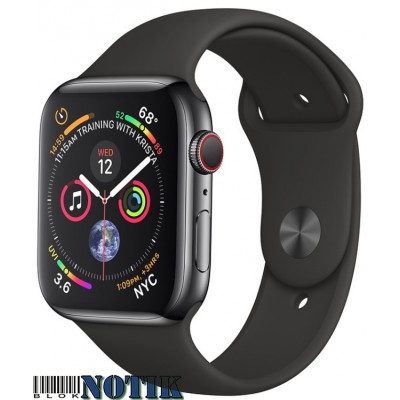 Apple Watch Series 4 GPS + LTE MTVL2 40mm Stainless Steel Case with Black Sport Band, MTVL2/MTUN2