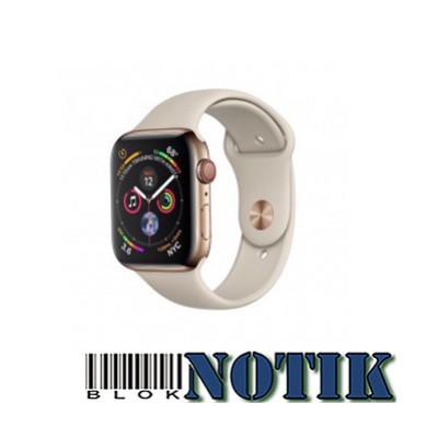 Apple Watch Series 4 GPS + LTE MTX02 44mm Polished Stainless Steel with White Sport Band, MTX02