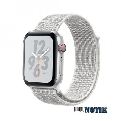 Apple Watch Nike+ Series 4 GPS + LTE MTXA2 44mm Silver Aluminum Case with Pure Platinum/Black Nike Sport Band Loop, MTXA2