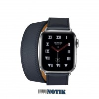 Apple Watch Hermes Series 4 GPS + LTE MU6Q2 40mm Stainless Steel Case with Blue Indigo Swift Leather Double Tour, MU6Q2