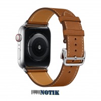 Apple Watch Hermes Series 4 GPS + LTE MU6T2 44mm Stainless Steel Case with Fauve Barenia Leather Single Tour Deployment Buckle, MU6T2
