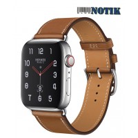 Apple Watch Hermes Series 4 GPS + LTE MUH02 44mm Stainless Steel Case with Bleu Lin/Craie/Bleu/Nord Swift Single Tour, MUH02-Single-Tour