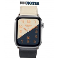 Apple Watch Hermes Series 4 GPS + LTE MUH02 44mm Stainless Steel Case with Bleu Lin/Craie/Bleu/Nord Swift Single Tour, MUH02-Single-Tour