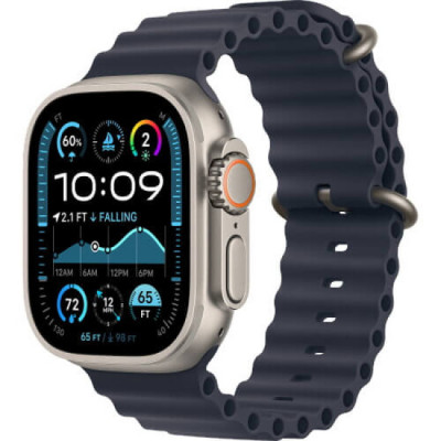 Apple Watch Ultra 2 GPS + Cellular 49mm Natural Titanium Case w. Navy Ocean Band MX4D3, MX4D3