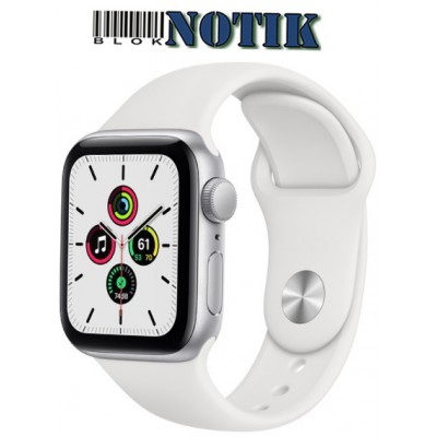 Apple Watch Series SE 44mm LTE Silver Aluminum Case with White Sport Band MYEM2/MYEV2, MYEM2-MYEV2