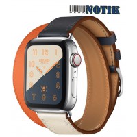 Apple Watch Hermes Series 4 GPS + LTE MYFY2 40mm Stainless Steel Case with Etoupe Swift Leather Double Tour, MYFY2-Double Tour