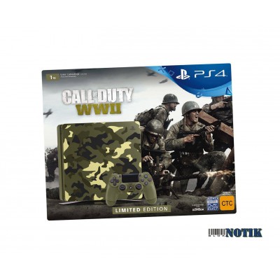 Игровая приставка  Sony PlayStation 4 1 TB, Black, Slim, +Call of Duty WWII Limited Edition, Sony-pl-4-sl-1tb
