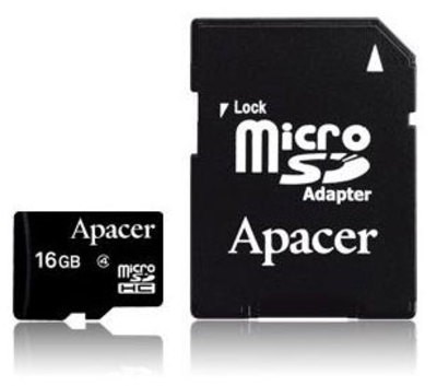 Apacer microSDHC Class4 16GB w/ 1 Adapter RP AP16GMCSH4-R, ap16gmcsh4r
