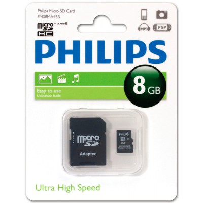 PHILIPS 8GB microSDHC Class 10 FM08MA45B/97, fm08ma45b97